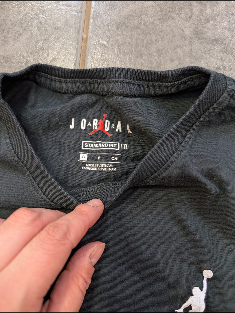 Jordan Black Short Sleeve T-Shirt with White Jumpman - Picture 3 of 3